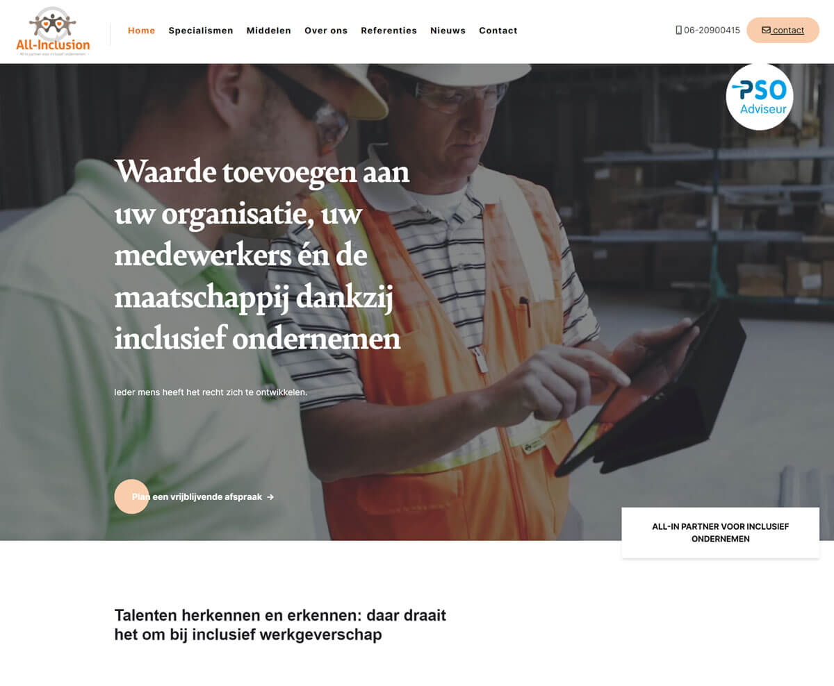 Website ontwerp en development All Inclusion