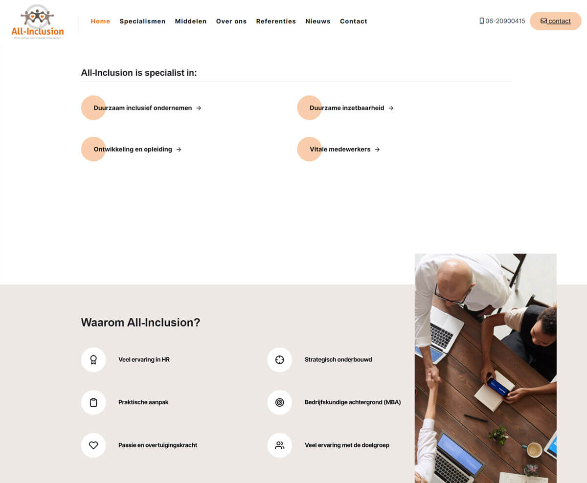 Website ontwerp en development All Inclusion