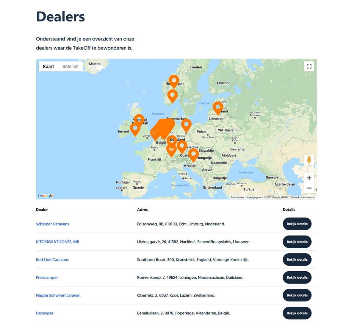 Een overzicht van dealers met Google maps