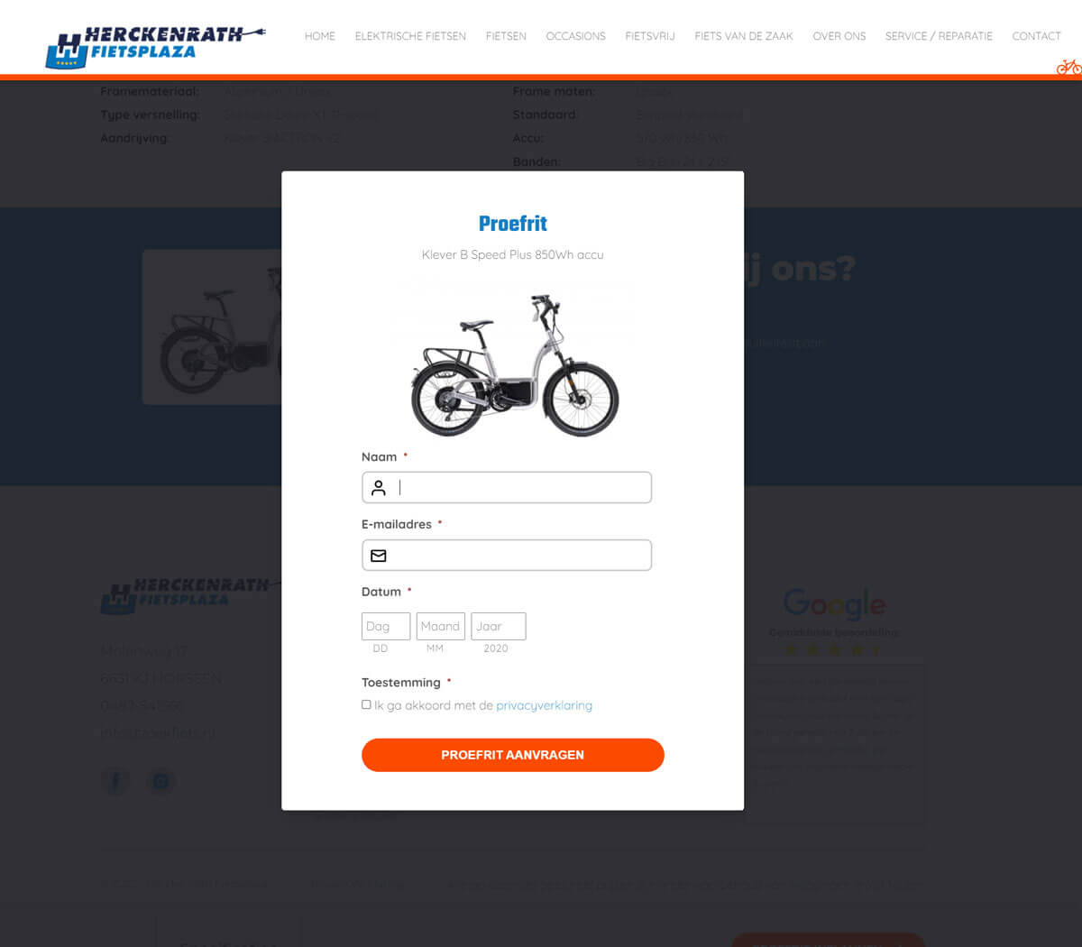 website ontwerp en development voor Herckenrath Fietsplaza