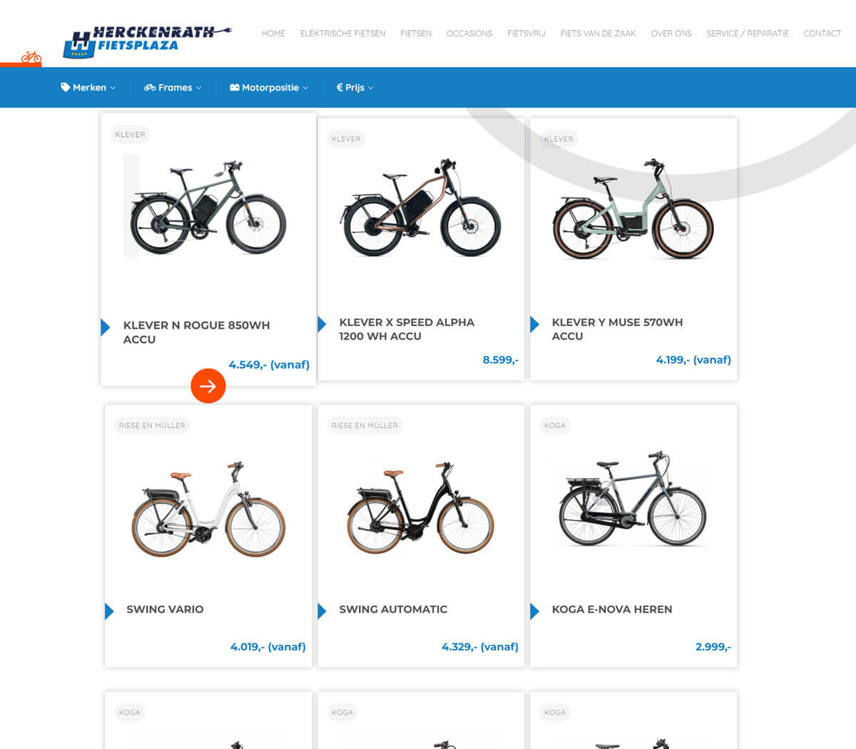 website ontwerp en development voor Herckenrath Fietsplaza